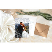 Dusty Blue Silver Lace Wedding Dankeschön Card Dankeskarte