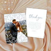 Dusty Blue Silver Lace Wedding Dankeschön Card Dankeskarte