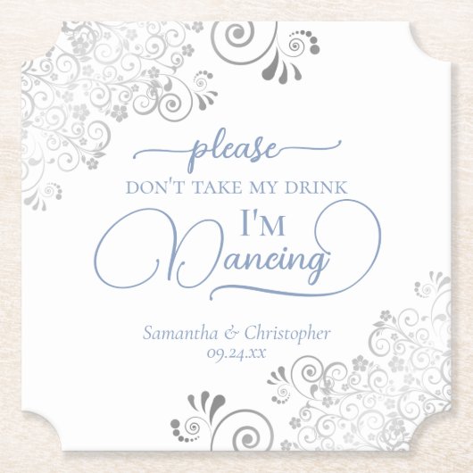 Dusty Blue & Silver Nehmt mir nicht die Hochzeit m Untersetzer (Vorderseite)