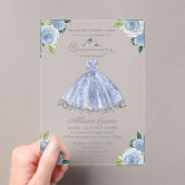 Dusty Blue Silver Princess Dress Quinceañera Acryleinladungen (Insitu (Handheld))