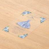 Dusty Blue Silver Princess Dress Quinceañera Acryleinladungen (Ablage )