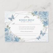 Dusty Blue Silver Quinceanera 15. Geburtstag UAWG Begleitkarte (Vorderseite)