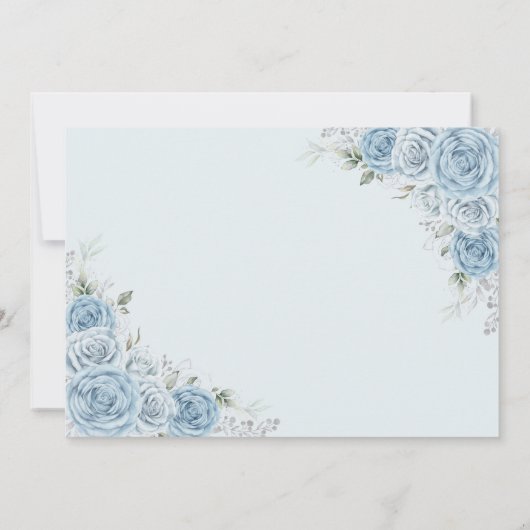Dusty Blue Silver Rose Quinceanera Save the Date Ankündigung (Rückseite)