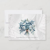 Dusty Blue Silver Rose Save the Date Card (Rückseite)