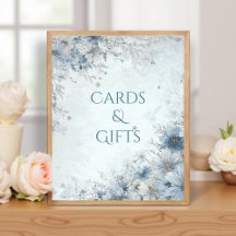 Dusty Blue Silver Rose Wedding Cards Schild