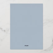 Dusty Blue | Silver Script Monogram Wedding Folieneinladung (Rückseite)