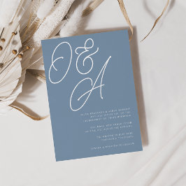 Dusty Blue | Silver Script Monogram Wedding Folieneinladung