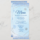 Dusty Blue Silver Snowflake Weihnachten Mis Xv Año Menükarte (Vorne/Hinten)