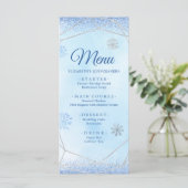 Dusty Blue Silver Snowflake Weihnachten Mis Xv Año Menükarte (Stehend Vorderseite)