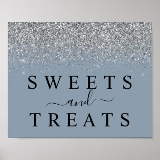 Dusty Blue & Silver Süßigkeiten & Leckereien Desse Poster