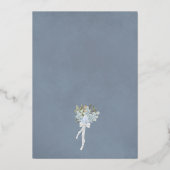 Dusty Blue & Silver Watercolor Floral Boho Wedding Folieneinladung (Rückseite)