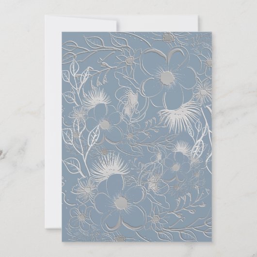 Dusty Blue Silver Wedding Reception Einladung (Rückseite)