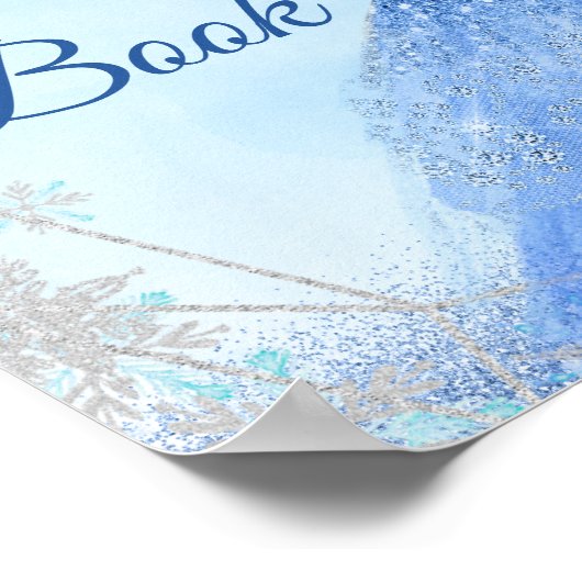 Dusty Blue Silver Winter Snowflake 15. Gästebuch (Ecke)