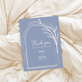 Dusty Blue Simple Arch Botanical Wedding Thank You Postkarte