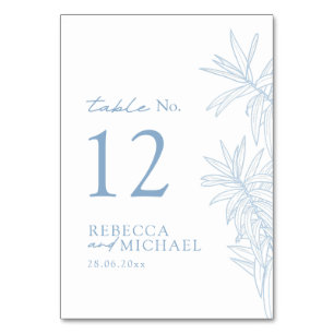 Dusty Blue Simple Botanical Tischnummer