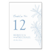 Dusty Blue Simple Botanical Tischnummer (Vorderseite)