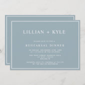 Dusty Blue Simple Chic Probe Dinner Einladung (Vorne/Hinten)