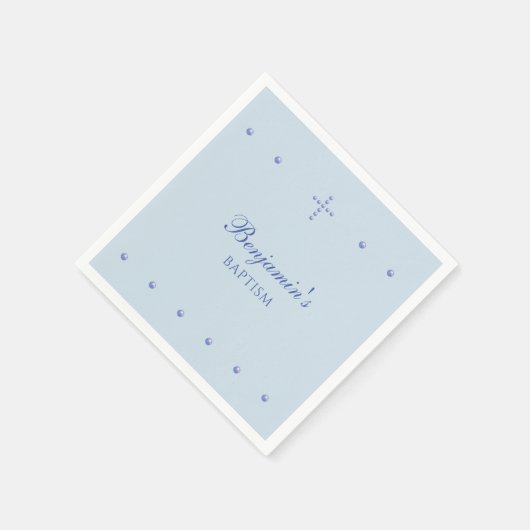 Dusty Blue Simple Cross Christian Baptism Serviette (Ecke)