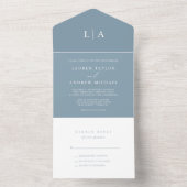 Dusty Blue Simple Elegant 1 Wedding All In One Einladung (Innen Boden)