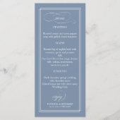 Dusty Blue Simple Elegant 4x9 Wedding Menu Menükarte (Vorderseite)