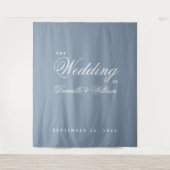 Dusty Blue Simple Elegant Script Wedding Backgroun Wandteppich (Vorderseite)