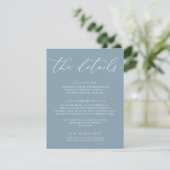 Dusty Blue Simple Elegant Wedding 1 Enclosure Card Begleitkarte (Stehend Vorderseite)