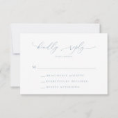 Dusty Blue Simple Elegant Wedding RSVP Card (Vorderseite)