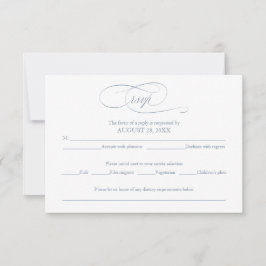 Dusty Blue Simple Elegant Wedding RSVP Card Karte