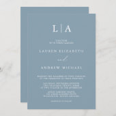 Dusty Blue Simple Elegante 1 Einladung zur Hochzei (Vorne/Hinten)