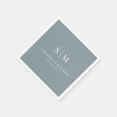 Dusty Blue Simple Elegante Couple Initials Wedding Serviette (Ecke)