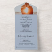 Dusty Blue Simple Elegante Foto Wedding All In One Einladung (Innen Boden)