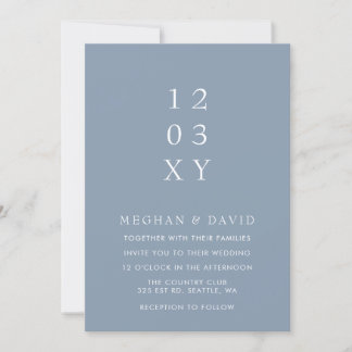 Dusty Blue Simple Elegante Moderne Hochzeit Einladung