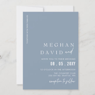 Dusty Blue Simple Elegante Moderne Hochzeit Einladung