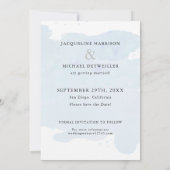 Dusty Blue Simple Elegante Modernes Script Wasserc Save The Date (Rückseite)