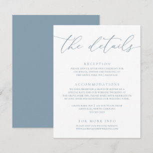 Dusty Blue Simple Elegante Wedding Begleitkarte
