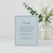 Dusty Blue Simple Elegante Wedding Details Begleitkarte (Stehend Vorderseite)