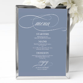Dusty Blue Simple Elegante Wedding Menu Sign Poster