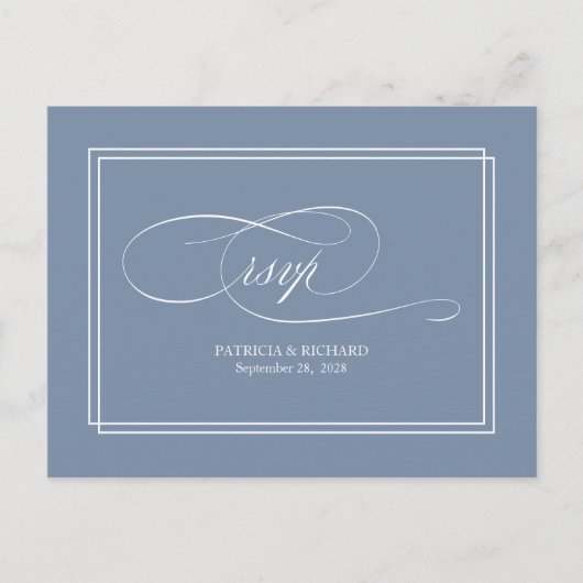 Dusty Blue Simple Elegante Wedding UAWG Postcard Postkarte (Vorderseite)