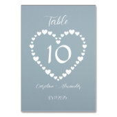 Dusty Blue Simple Floral Script Minimalistischer C Tischnummer (Vorderseite)