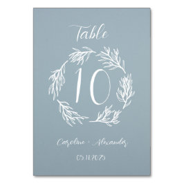 Dusty Blue Simple Floral Script Minimalistischer C Tischnummer