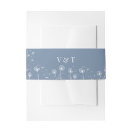 Dusty Blue Simple Floral Wedding Einladungsbanderole