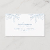 Dusty Blue Simple Hand Drawn Botanical Flat Platzkarte (Vorderseite)