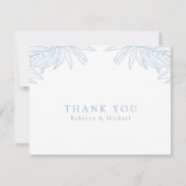 Dusty Blue Simple Hand Drawn Botanical Wedding Dankeskarte (Vorderseite)