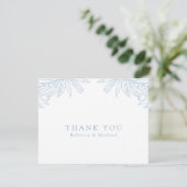 Dusty Blue Simple Hand Drawn Botanical Wedding Dankeskarte (Stehend Vorderseite)