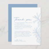 Dusty Blue Simple Hand Drawn botanisch Dankeskarte (Vorne/Hinten)