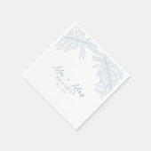 Dusty Blue Simple Hand Drawn botanisch Serviette (Ecke)