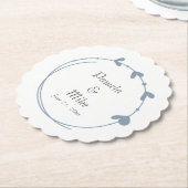 Dusty Blue Simple Heart Wreath Wedding Untersetzer (angewinkelt)