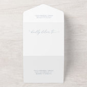 Dusty Blue Simple Minimalistisch Wedding All In One Einladung (Außenbereich)