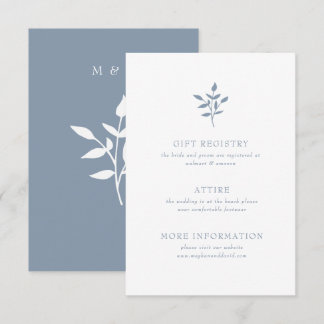 Dusty Blue Simple Modern Botanical Wedding Begleitkarte
