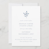 Dusty Blue Simple Modern Botanical Wedding Einladung (Vorderseite)